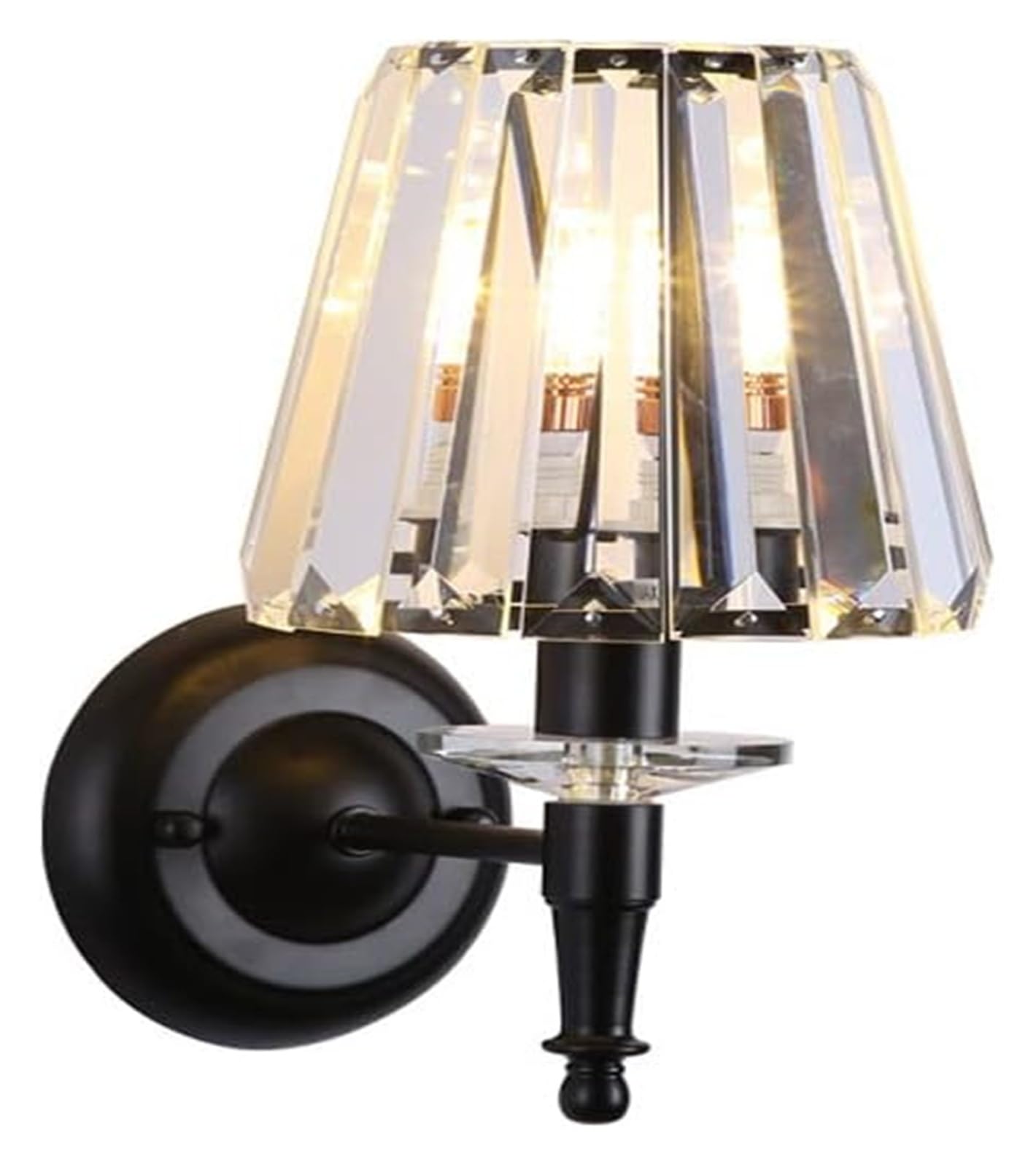 VGTLAKEX Wall Light Crystal Wall Sconce Lighting Fixture Black Metal Lamp Mount Light E14 Headboard Lamps Indoor for Living Room