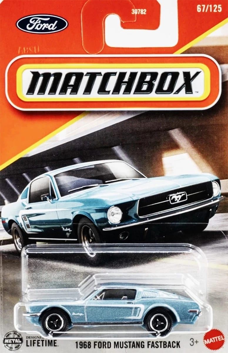 Matchbox 1968 Ford Mustang Fastback [Blue] 67/125, 1:64 Scale Diecast Toy Vehicle