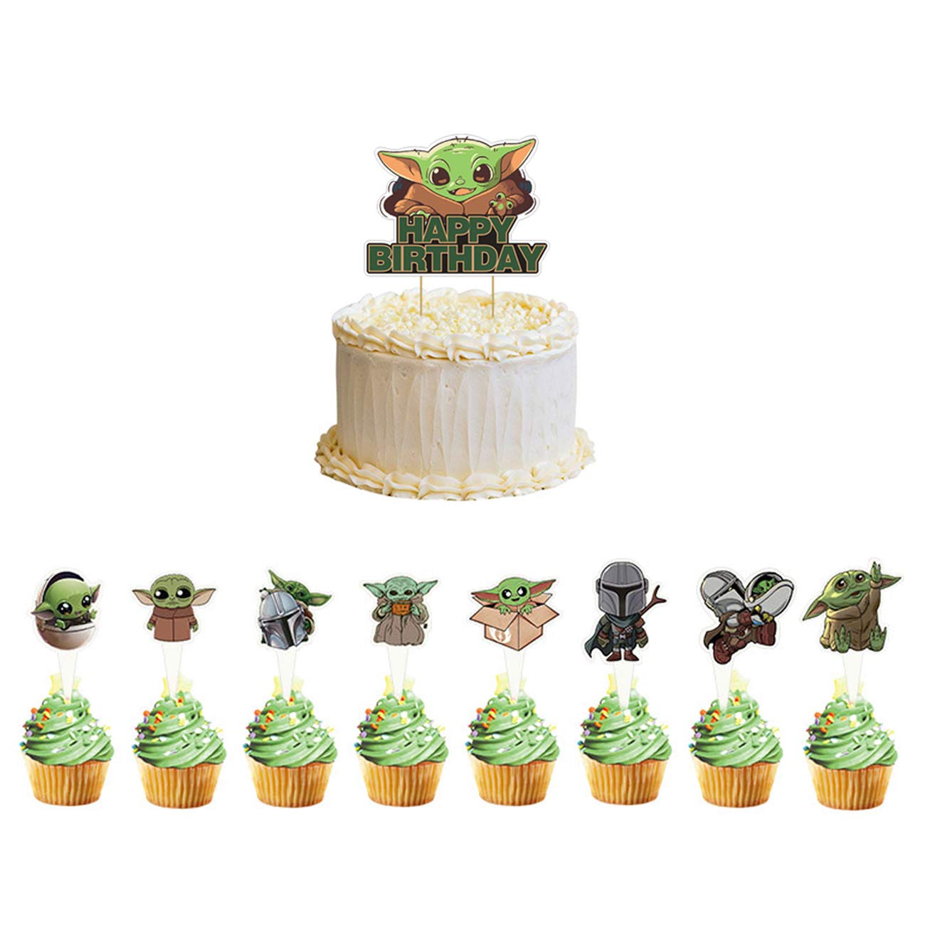 Buy 25 Pcs Baby Yoda Party Cupcake Toppers Supplies Star Wars The