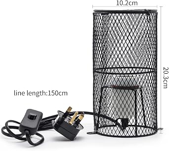 Reptile Pet Heat Lamp Lampshade Holder, Ceramic Heating Bulb Guard with Anti-hot Bracket for Lizard Turtle Snake Birds Chick, With Mounting Screw(Round) [Energy Class A]