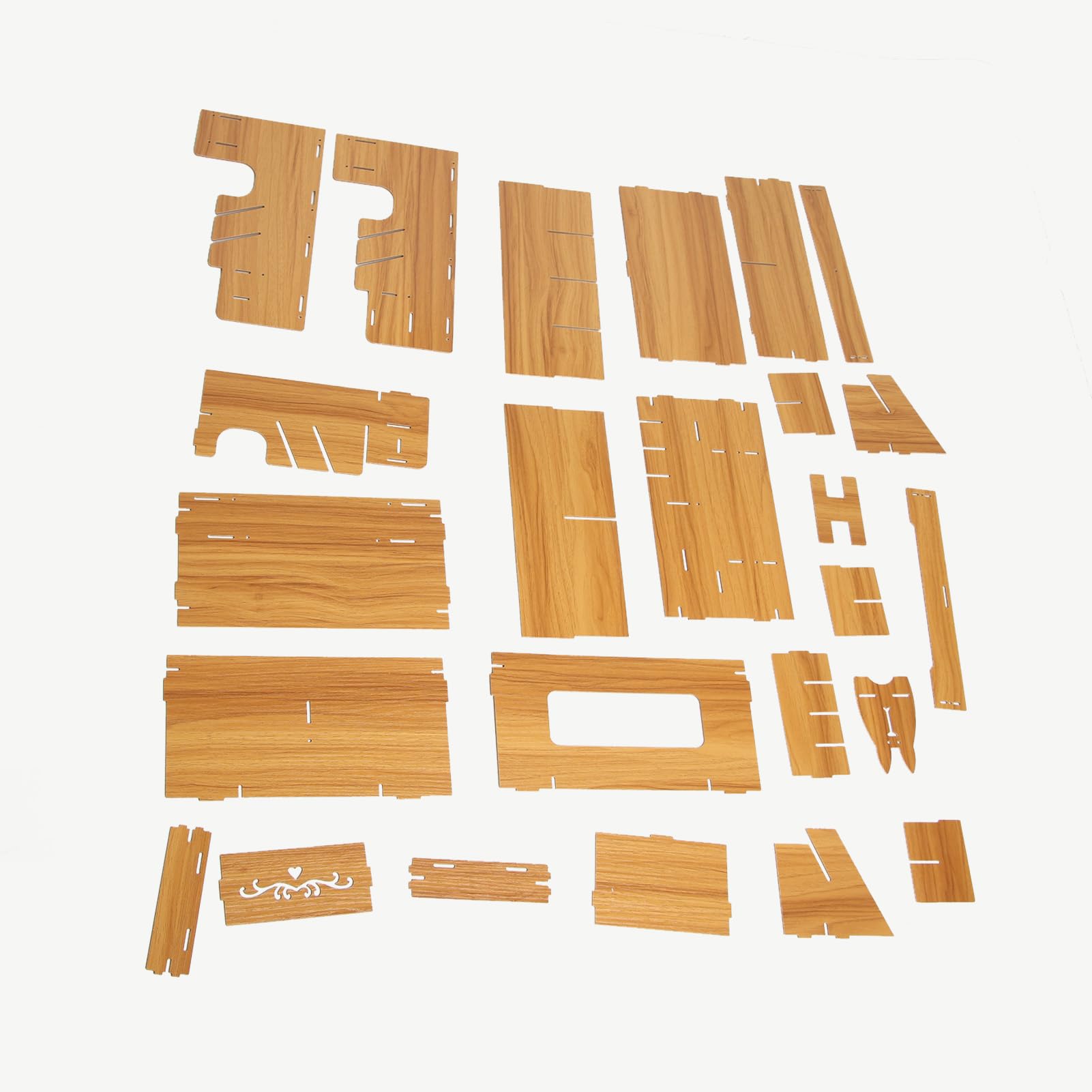 Organisateur de bureau en bois de cerisier à grilles multiples pour fournitures de bureau