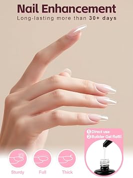 EBANKU 100g/3.5oz Builder Gel for Nails, 7 in 1 Clear Builder Nail Gel Strengthener UV Nail Enhancement Building Apex for Nail Extension DIY Home Salon, Pointed Bottle