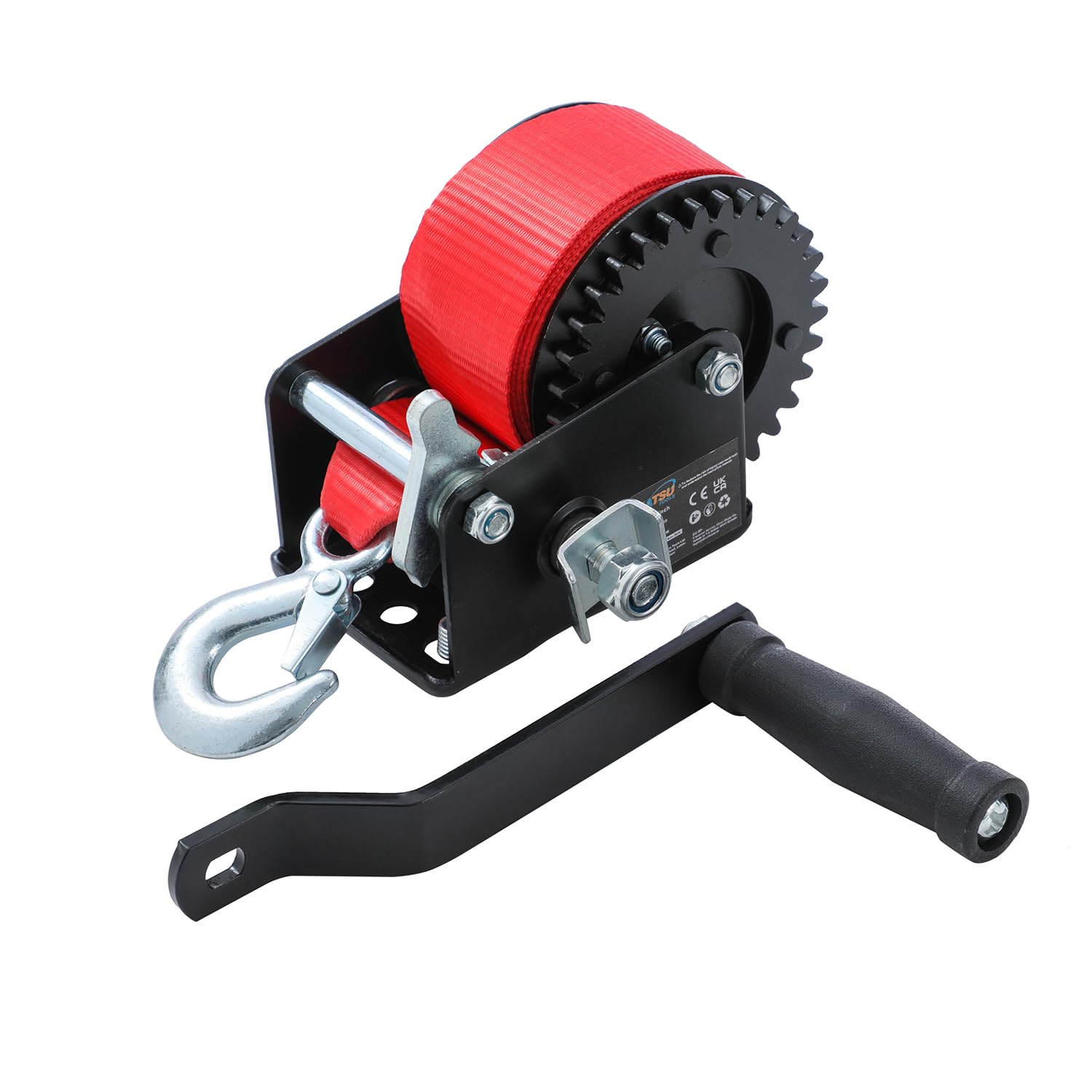 KATSU Tools Treuil Manuel 600lbs 270kg avec Sangle en Polyester de 6m, pour Remorques de Bateau, Caravane et Applications Marines 325920