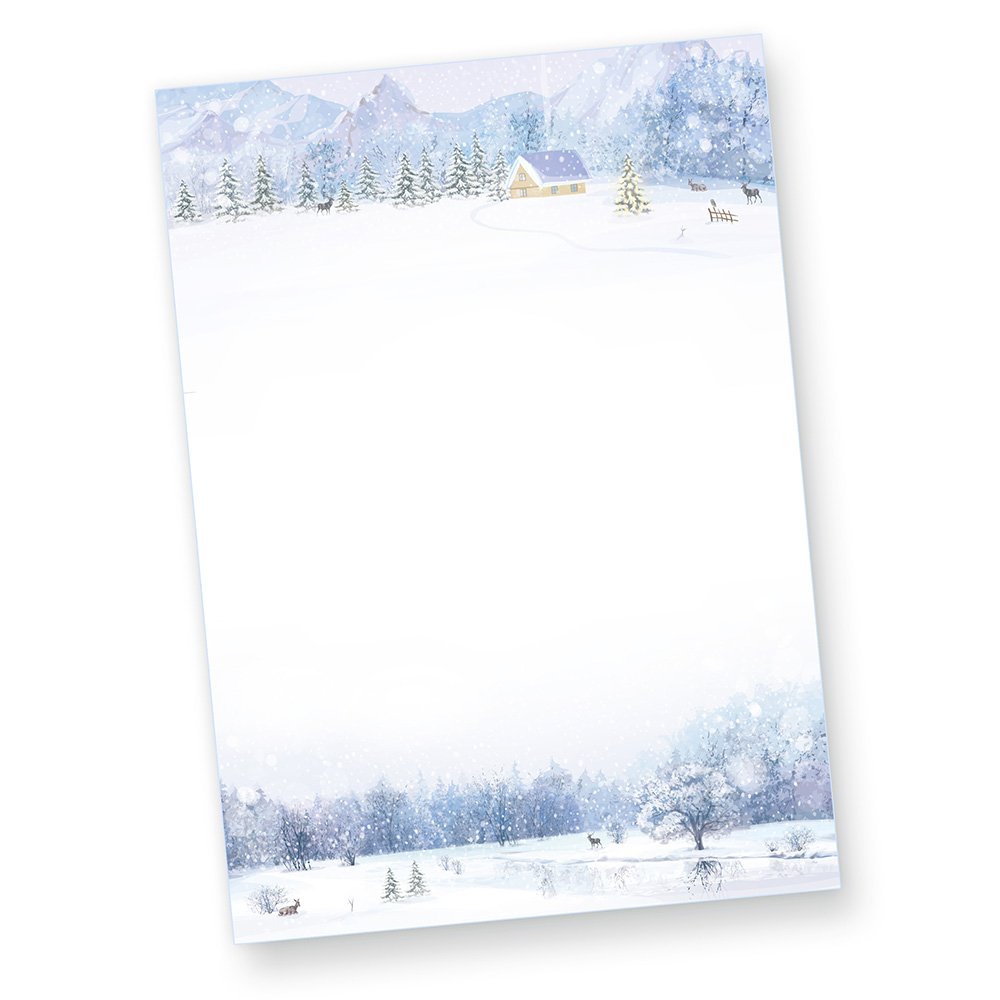Briefpapier Weiße Weihnachten 250 Sets mit Fensterumschlag Weihnachtsbriefpapier mit Umschläge weihnachtliches Papier A4