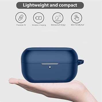 KUSINHOKA Case for Technics EAH-AZ100/EAH-AZ100E-S/EAH-AZ100E-K with Carabiner,Anti-Scratch Premium Soft Silicone Full Protective Case,Shockproof Ultra Slim Headphone Protective Cover,Blue