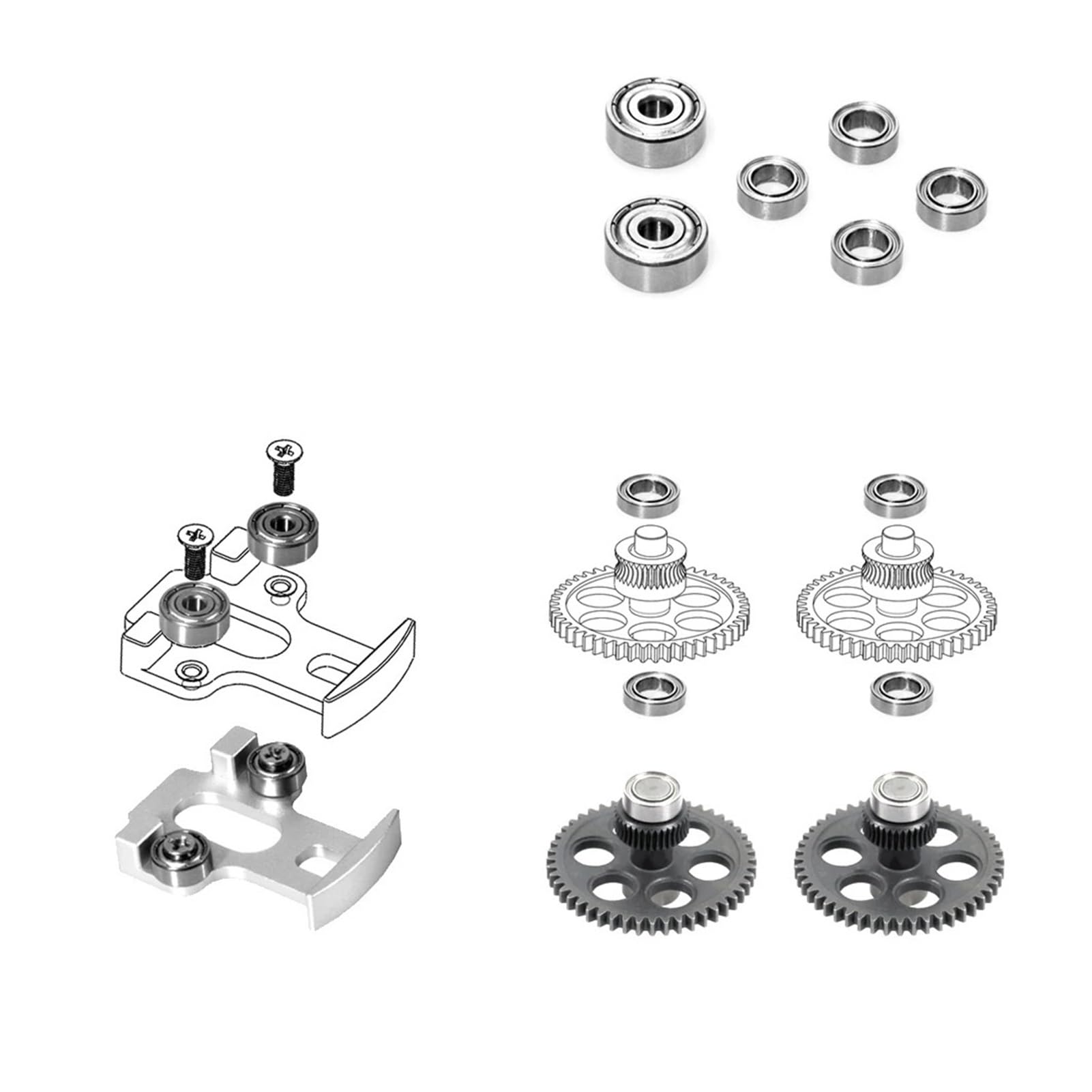 Extruder-Upgrade, wärmebehandeltes Metallzahnrad-Set, 3D-Druckerteil(F1-BLACK-SET)