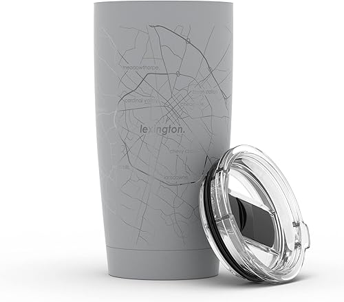 Vista 398 de Well Told Vaso de café aislado con diseño de mapa de Nueva York grabado, taza de acero inoxidable grabada (20 onzas, negro) con aislamiento de mapa