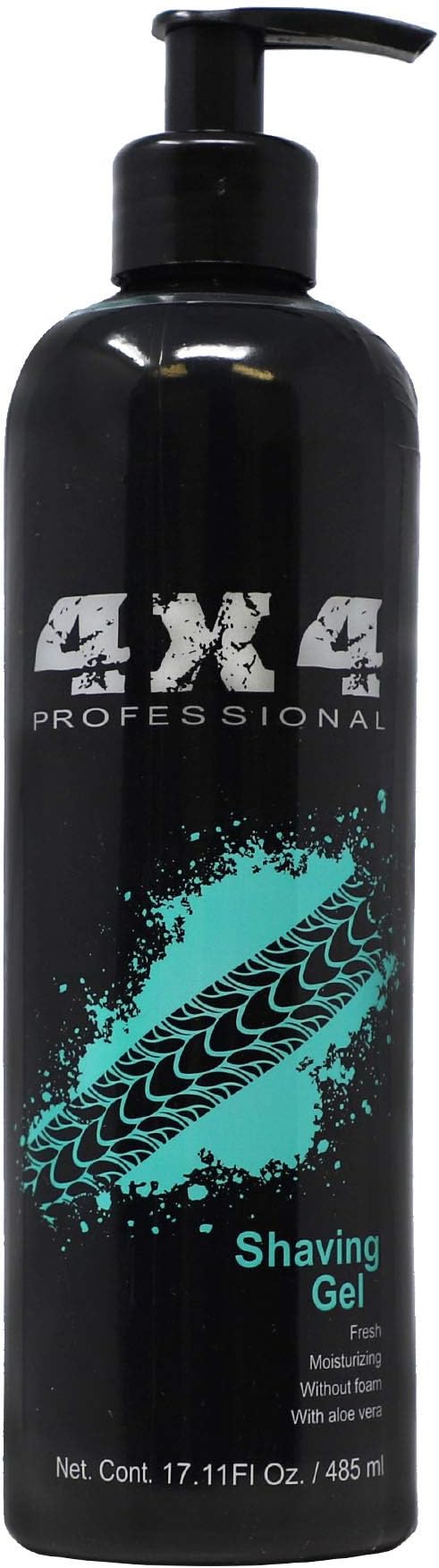 4X4 Professional Foamless Shaving Gel, Fresh Transparent Shaving-Gel for Ultimate Moisturizing, Cleansing, and Soothing Effect with Active Ingredients that help Eliminate Bacteria – 13 Oz Bottle