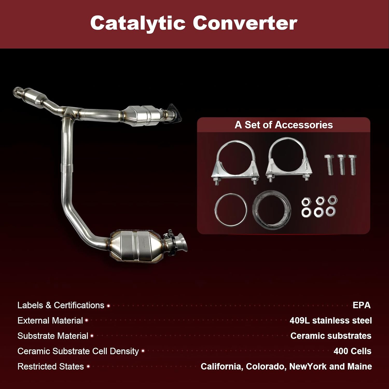 Anytek Catalytic Converter for Chevrolet Silverado 1500 V6 4.3L 5.3L 2014-2018 Suburban V8 5.3L 2015-2020 For GMC Sierra Yukon 2014 2015 2016 2017-2020 V8 5.3L Replace# 50497 645159 EPA Compliant