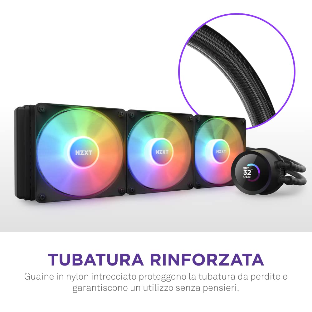 NZXT Kraken Elite RGB 360- RL-KR36E-B1-360mm AIO CPU Liquid Cooler - Customizable 2.36" Wide-Angle LCD Display for GIFs, Images, Performance Metrics - 3 x F120 RGB Core Fans - Black