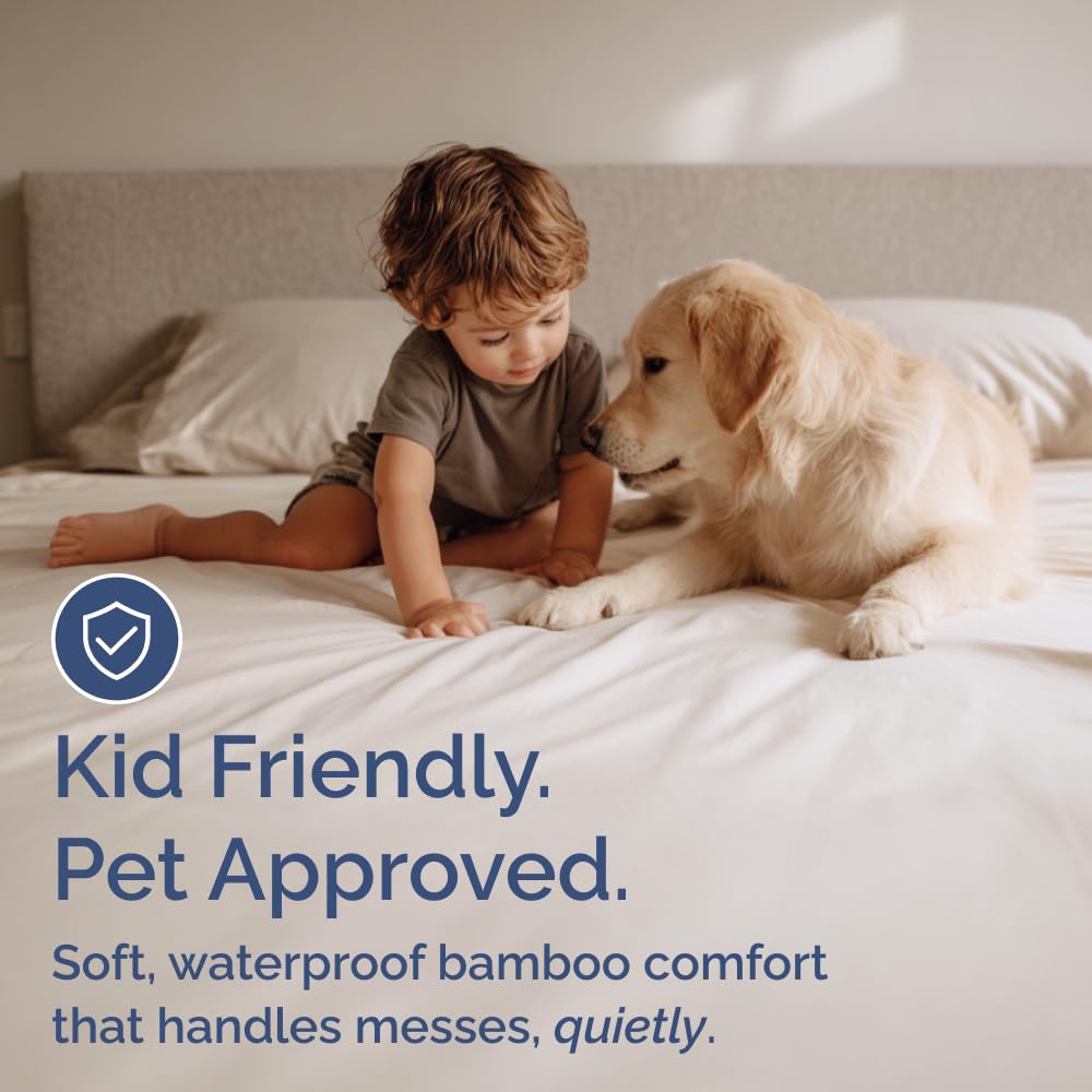 Protector de colchón de bambú tamaño King (78 x 80), funda de colchón de bambú impermeable de alta calidad con protección completa, estilo sábana bajera y bolsillos elásticos, silencioso, refrescante 8