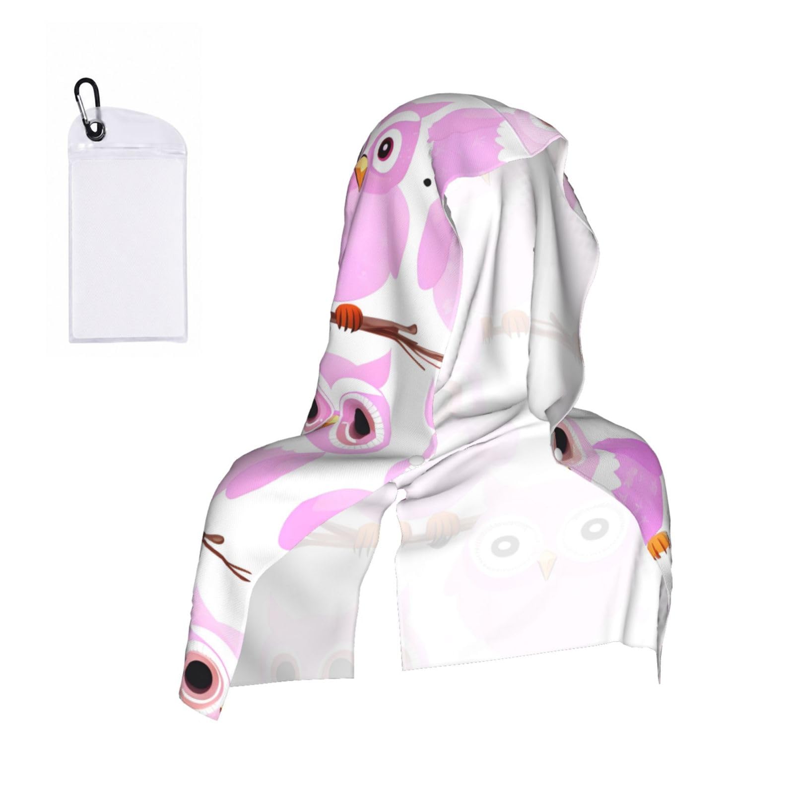 CNTDBU Cute owl Cooling Towel Hooded-Instant Chill Neck Cover for Sports, UV Cooling Rag for Running Gym