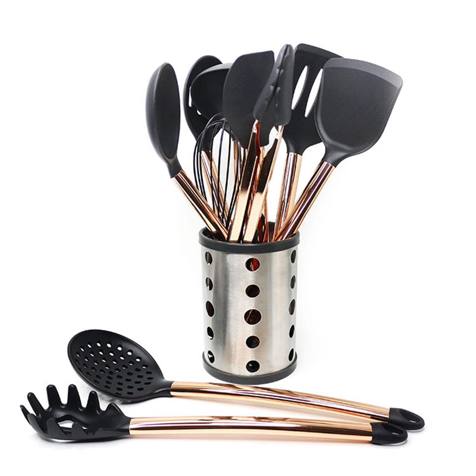 Kochutensilien-Set, Edelstahlgriff, Schlitzlöffel, Pfannenwender, Küchenhelfer, Besteck-Set