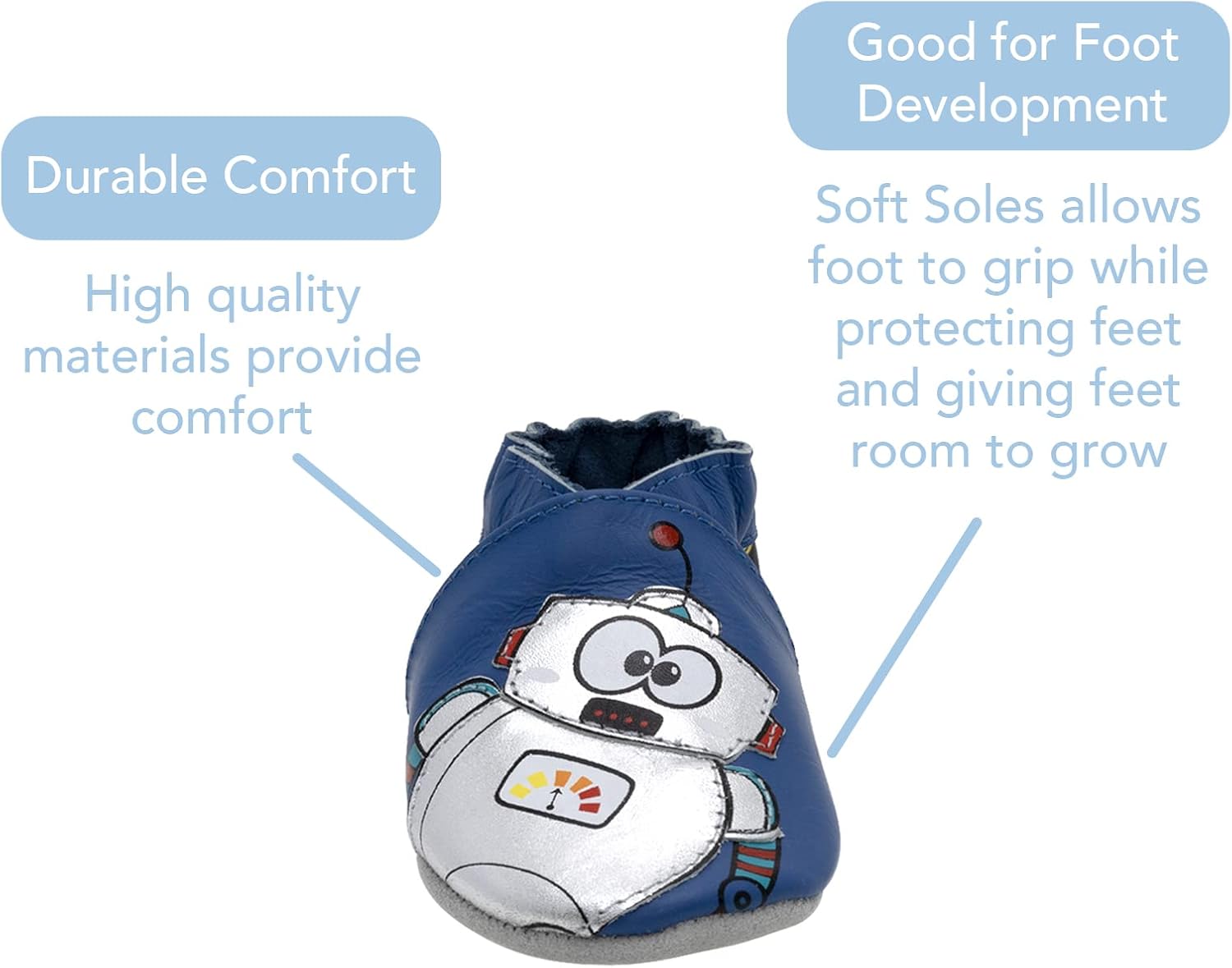 Robeez Best Bots Leather Soft Sole, 0-6M, Blue