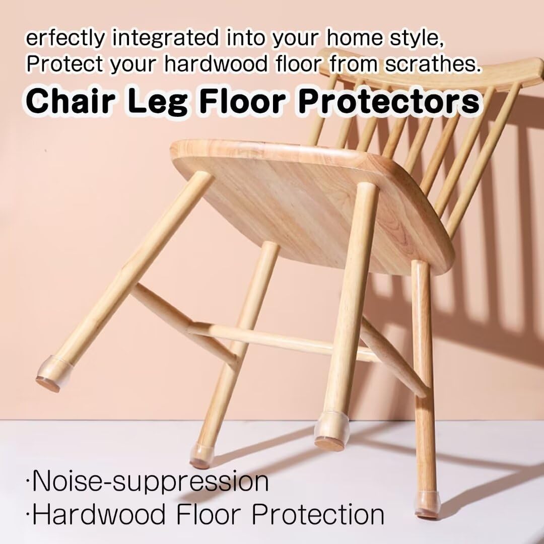 16Pcs Chair Leg Floor Protectors Chair feet Silicone caps Furniture Pads Hardwood Floors Felt Protectors Table feet Covers Non Slip, Anti Scratches, S,Square,Brown