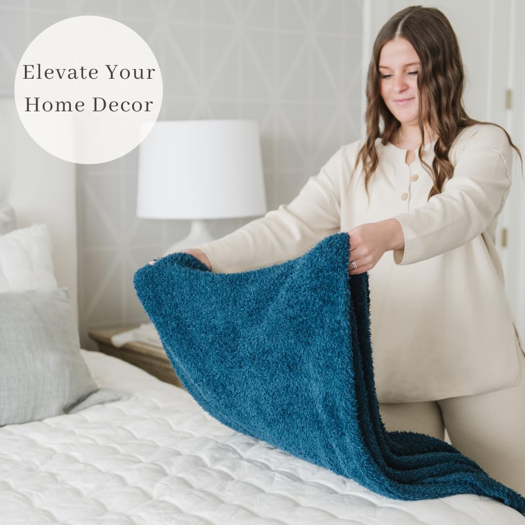 SARANONI Bamboni Luxury Throw Blanket | Super Soft Plush Home Decorative Comfy Blankets for Sofa, Couch or Bed | Blue, Large - 50" x 60"