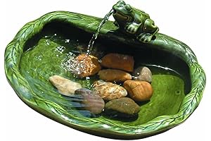Eco-Friendly Water Table Solar Fountain: Tranquil Green Ceramic Frog Feature