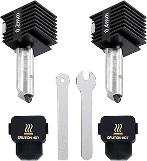 2 Stück 0,2mm+0,4mm Hotend Kit für Bambu Lab A1/A1 Mini, Upgraded Hotend Kit für Bambu Lab A1/A1 Mini 3D Drucker, Hot End Baugruppe 0,2/0,4mm Düse aus Gehärtetem Stahl und Silikonsocke