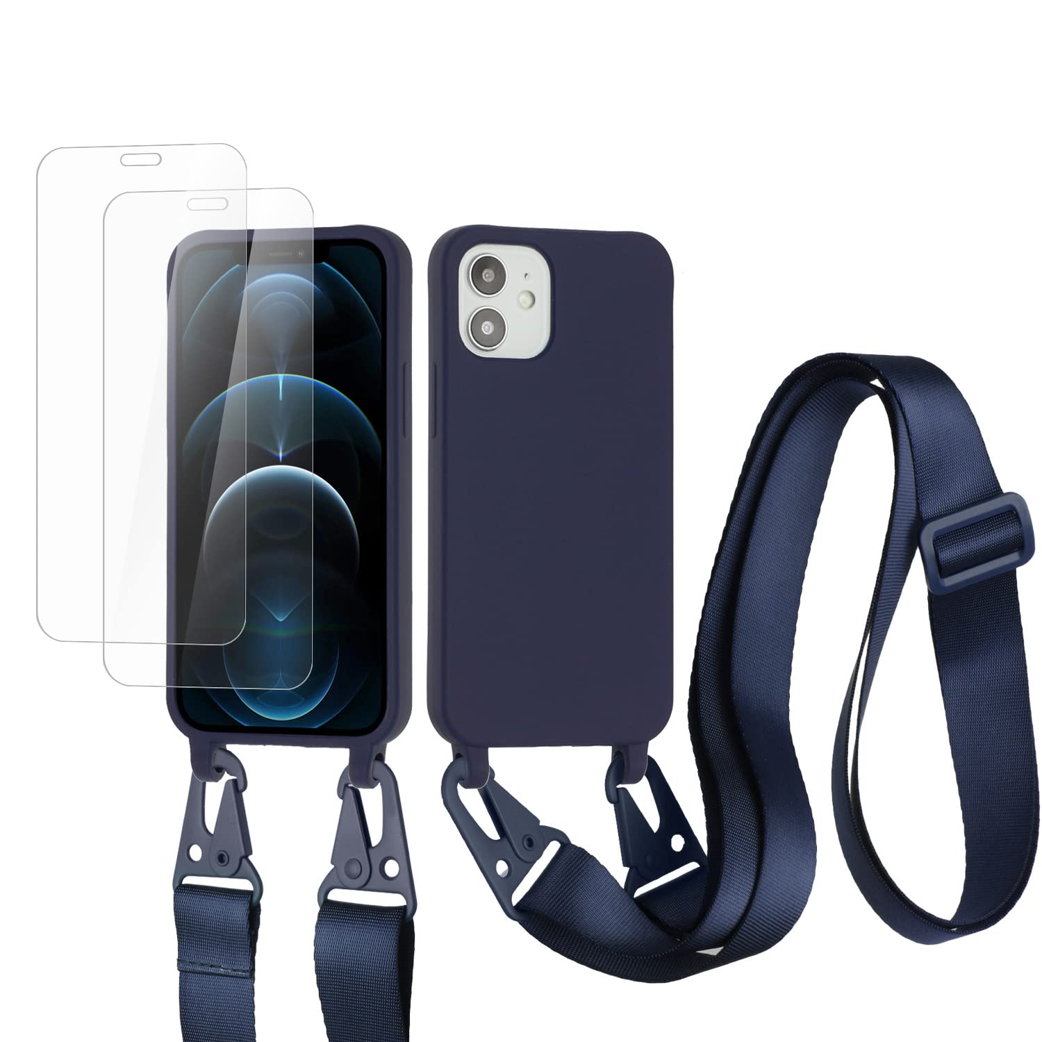 vrupin Funda Compatible con iPhone 13.con (2 x Protector Pantalla)con Cuerda Case con Ajustable Cordón.Silicona Líquida Funda-Loto Color — view 64