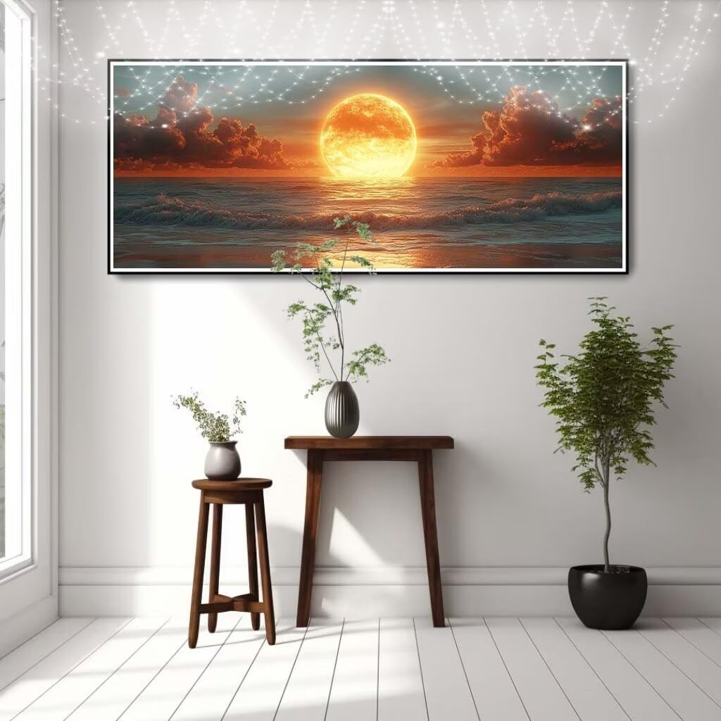 5D DIY zestaw do malowania diamentowego zachód słońca, plaża, diament, kryształowy ścieg krzyżykowy do dekoracji domu, pełny zestaw do malowania diamentowego, puzzle diamentowe rzemiosło dla dorosłych