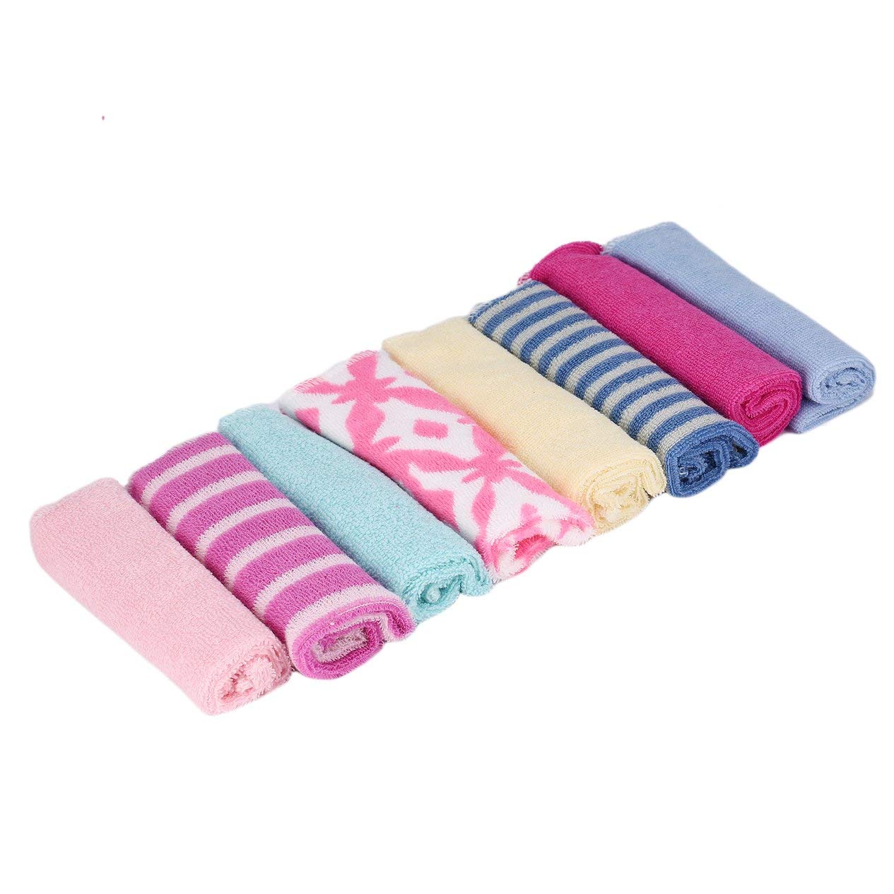 8 Pcs Baby Infant Newborn Kids Bath Towel Washcloth Bathing Feeding Wipe Cloth Soft FT Kit Soft Good Care Colorful Comfortable - Random