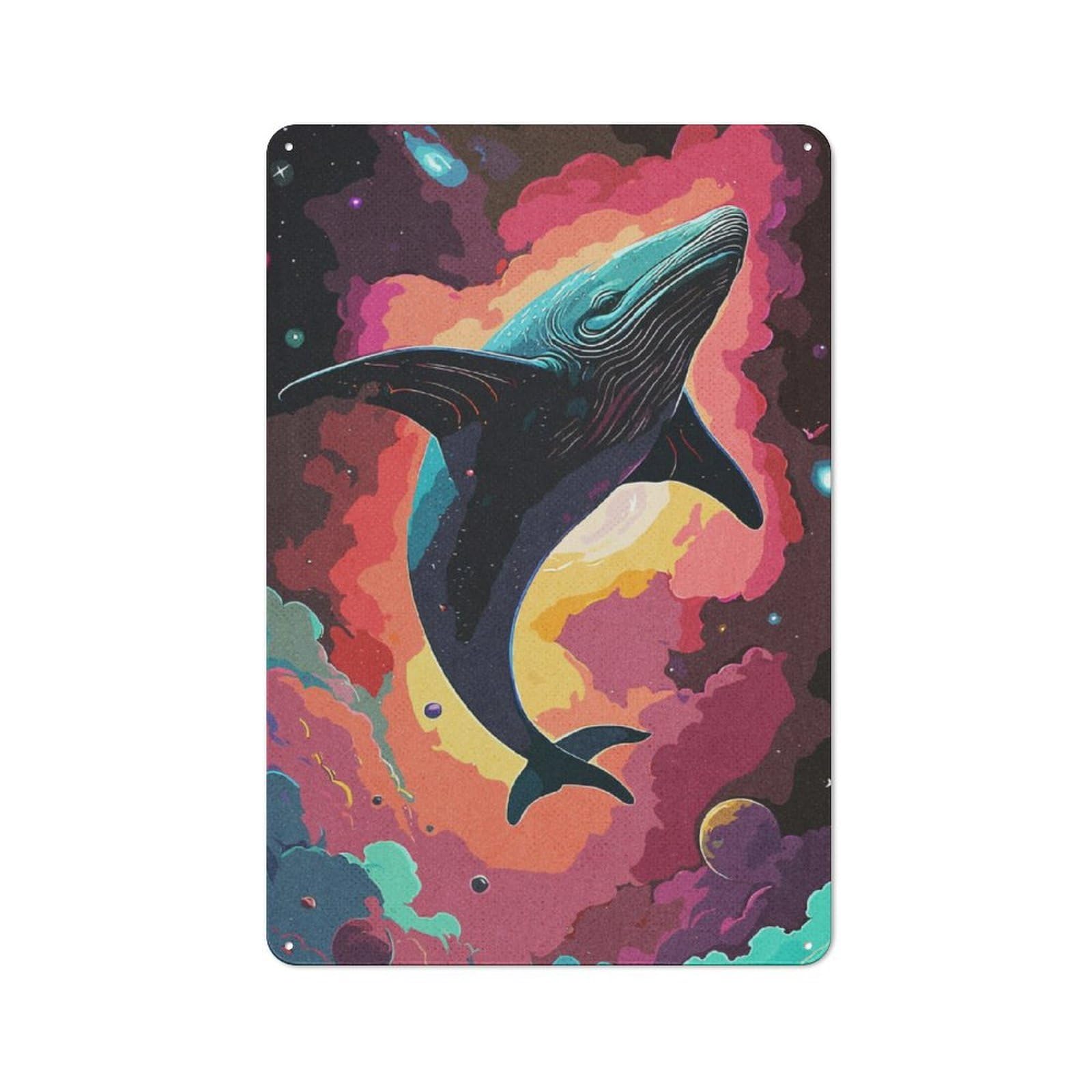 Metal Wall Sign 30x20cm Featuring Space Shark for Café Or Restaurant, for An Autumn Wall Display in Café And Restaurant