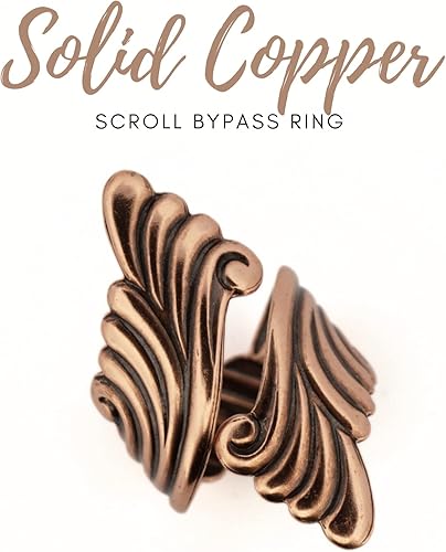 Miniatura 3 de Copper Scroll Ring, Solid Copper Bypass ring, Adjustable Pure Copper Jewelry