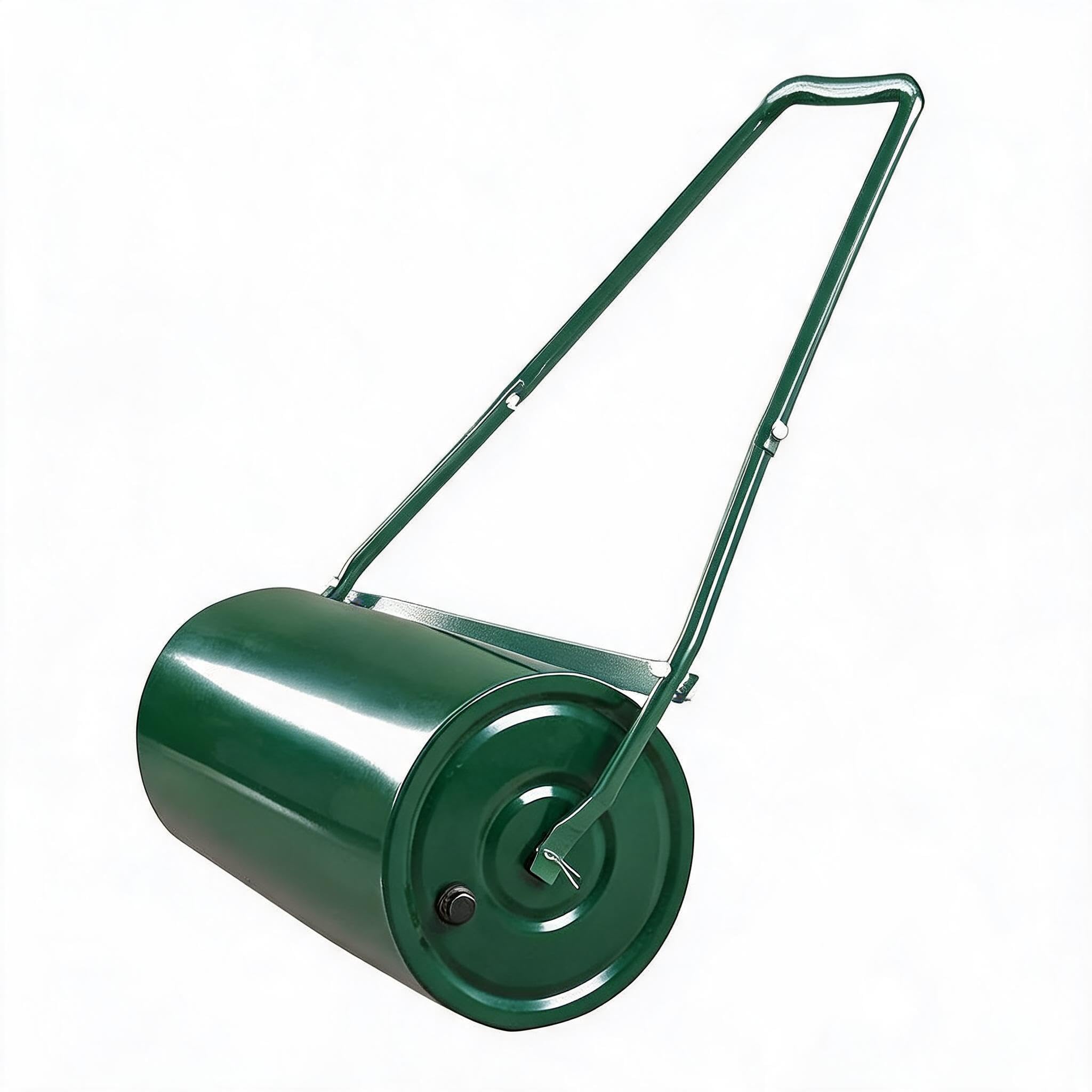 Rouleau à Gazon Manuel en Acier Robuste – Remplissage Eau/Sable 36 L – Poignée en U Ergonomique, Bouchon Rotatif Facile – pour niveler, semer et Poser Le Gazon – Capacité 36 L