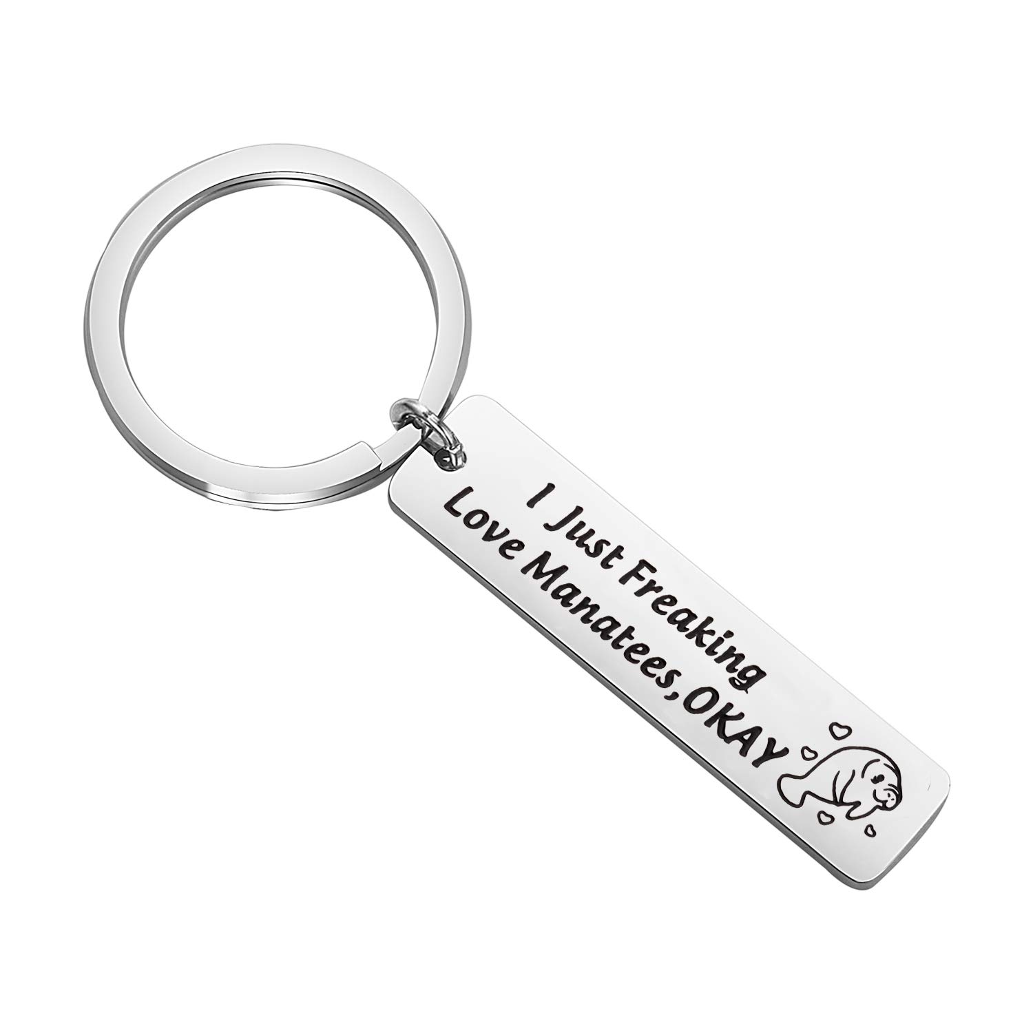 FEELMEM Manatee Keychain Manatee Lovers Gift I Just Freaking Love Manatees Okay Keychain