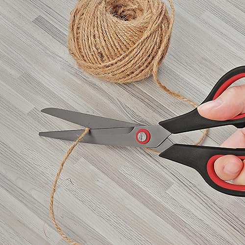 Image of KUONIIY Ultra Sharp Titanium Coated Scissors with Comfortable Multi Purpose Handles, Red Black, 19.5cm