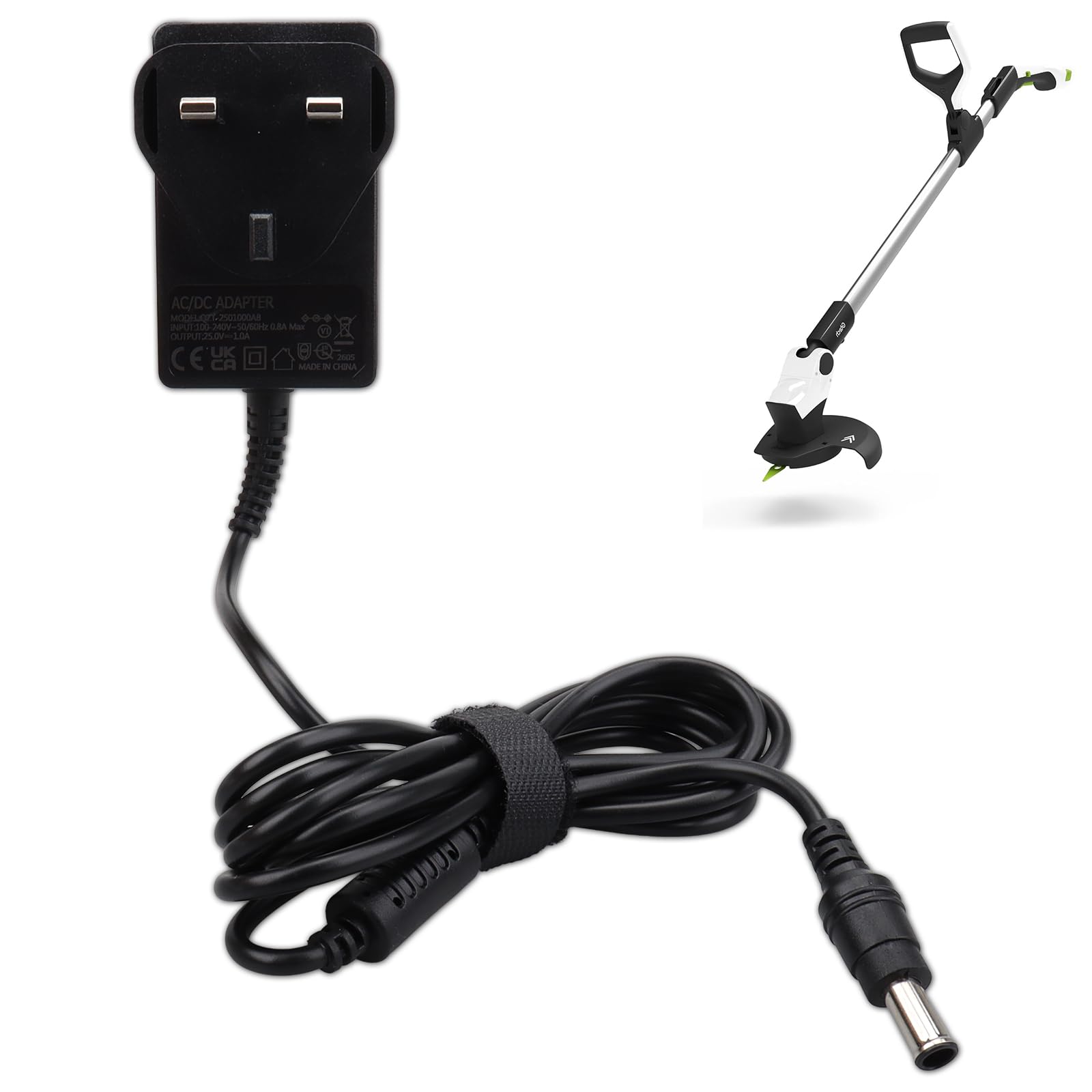 JIMACRO 25V 1A Battery Charger Compatible with Gtech Hedge Trimmer HT20 HT30 HT50 LHT50 Grass Trimmer GT3.0 GT4.0 GT5.0 Edge Trimmer GT50 ST20 Gtech Grass Trimmers Adapter Power Supply Cable