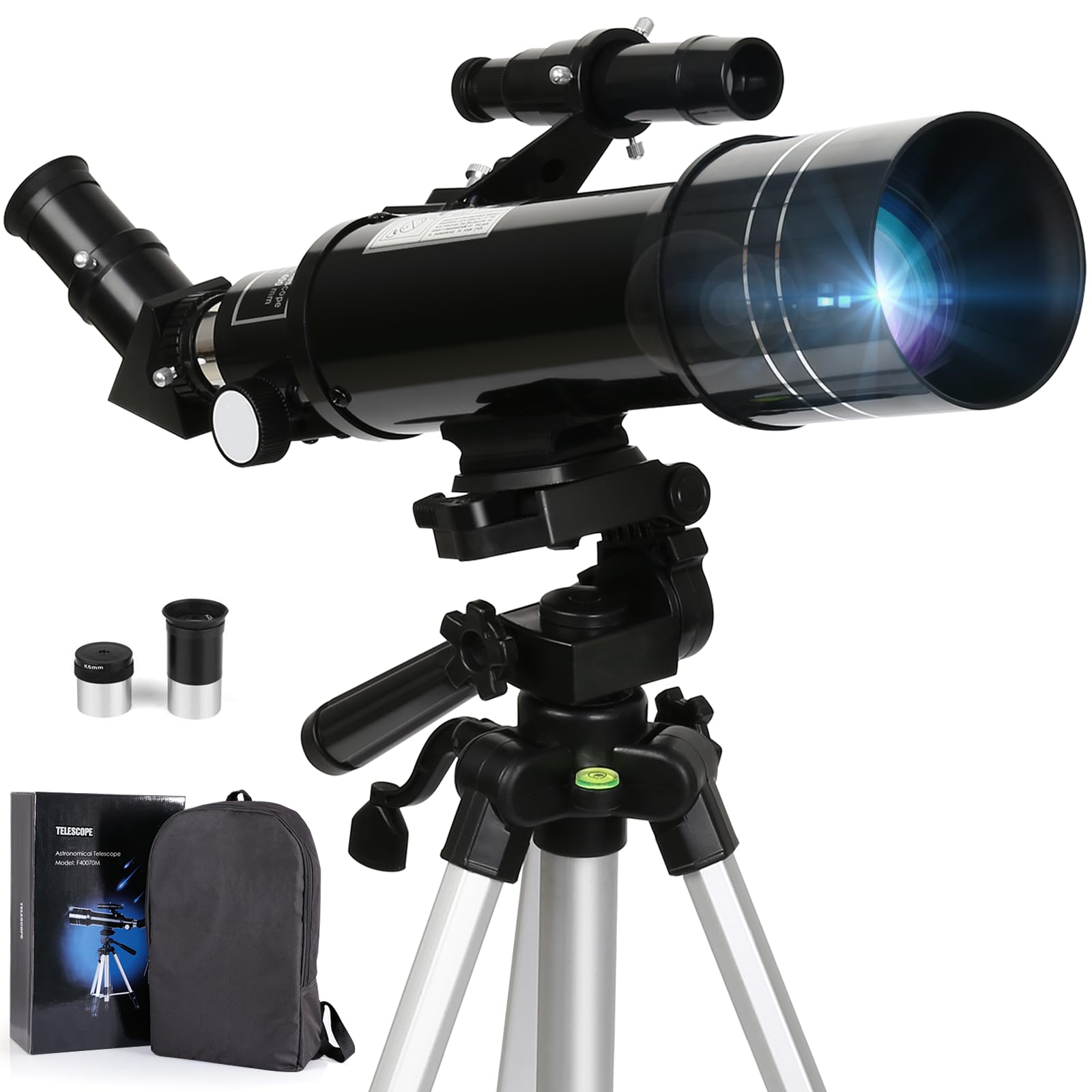 Telescopio Astronomico, Telescopi Rifrattori FMC con Treppiede Regolabile e Livello di Spirito, Telescopio da Viaggio Portatile con Zaino Perfetto per Adulti, Bambini, Principiante