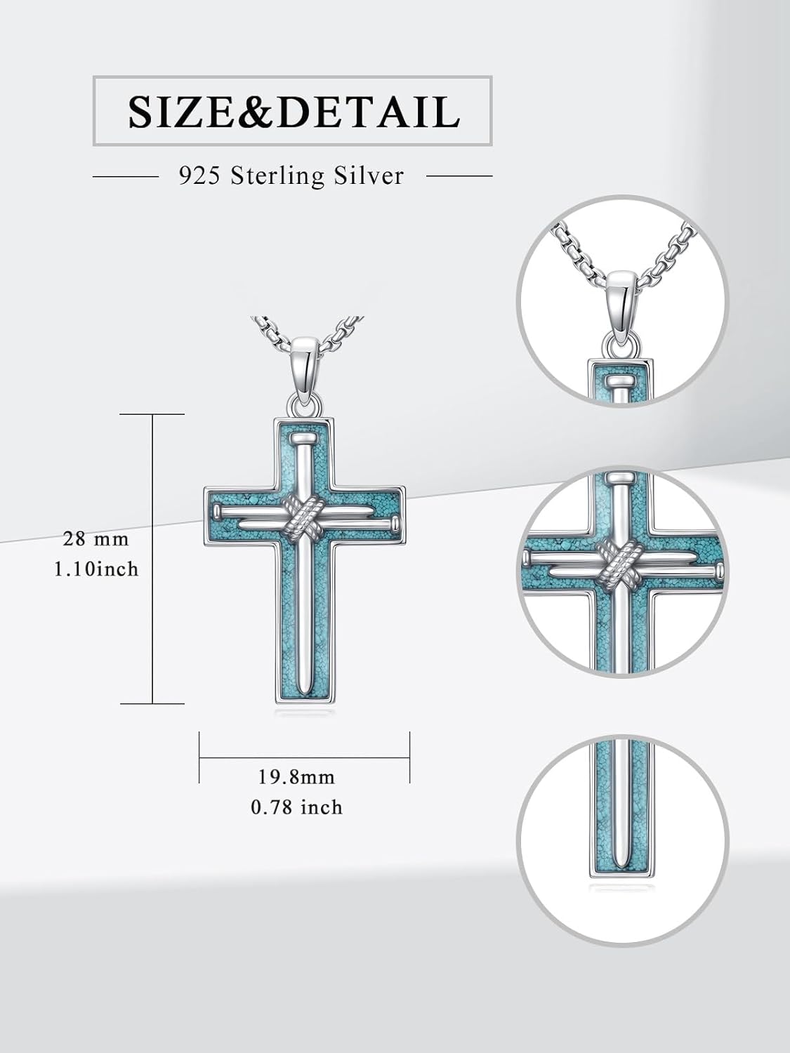 Men's Cross Necklace 925 Sterling Silver Cross Pendant Fathers Day Anniversary Birthday for Women Men Father Dad Husband Son Brother - Image 5