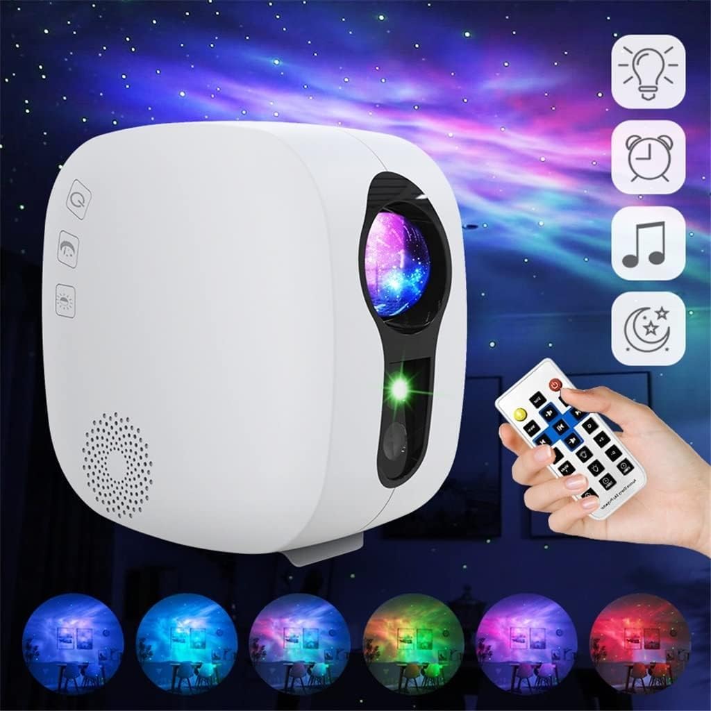 GeRRiT Proyector de Estrellas Altavoz de música Bluetooth Proyector de luz Nocturna LED Galaxy Nebula Ocean Star Proyector Moon Night Light (Color : White)