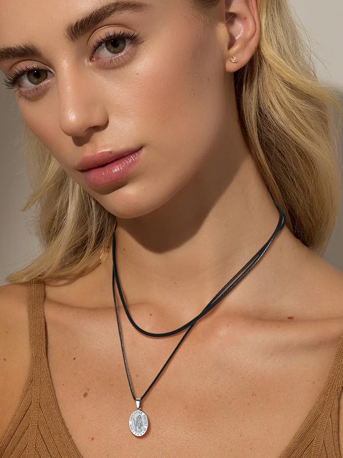 Miniatura 2 de PROSTEEL Collar de cuero impermeable para hombre, 0.079 in0.118 in, 16 a 30 pulgadas, con cierre de acero inoxidable, cadena de bricolaje para