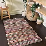 Eco friendly 100% recycled cotton colorful chindi area rug - 3'X5'