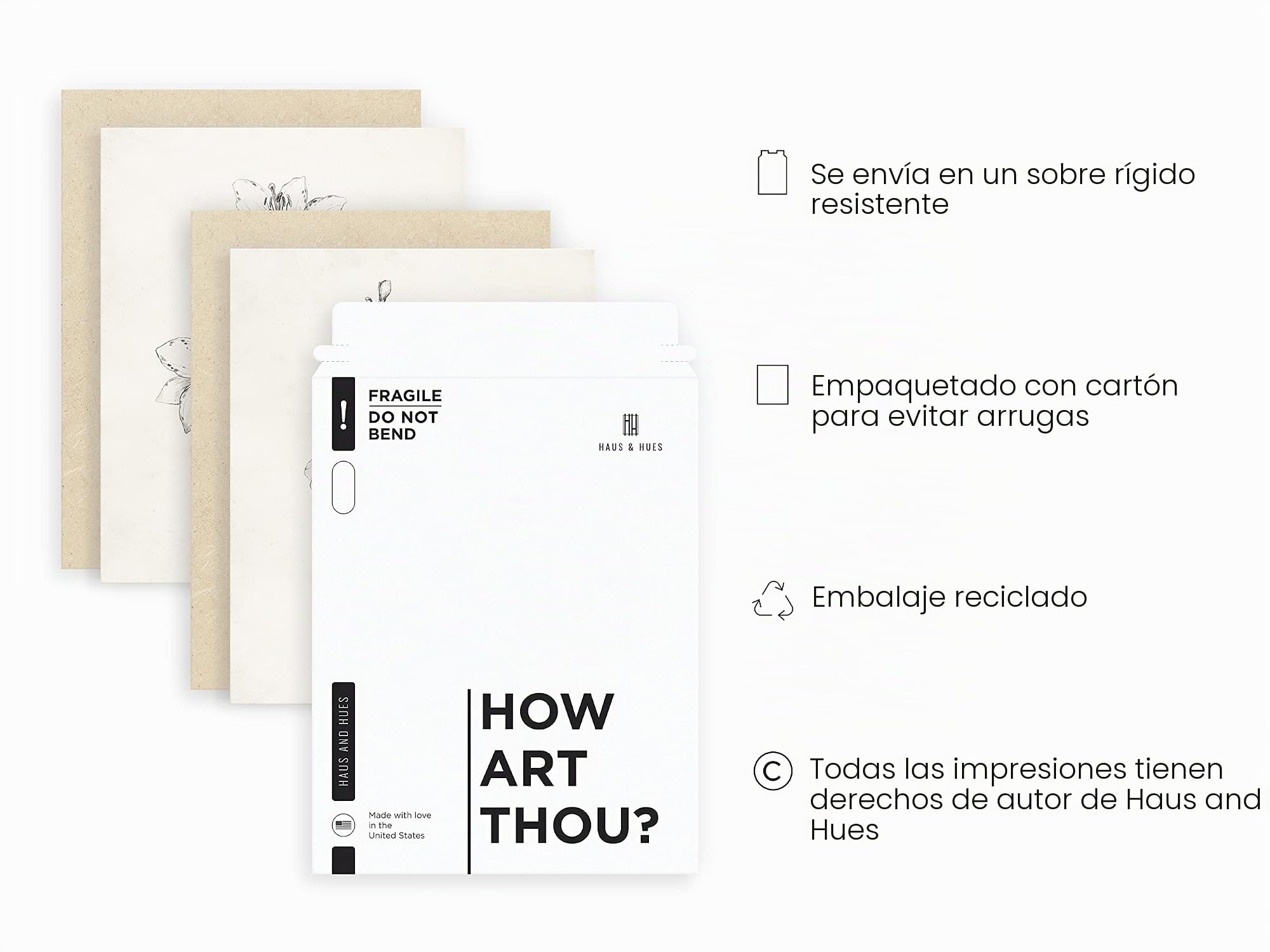 HAUS AND HUES Arte de pared floral gris, juego de 4 pósteres de plantas para pared vintage, impresiones botánicas, imágenes de flores en blanco y negro para estética de habitación, baño de granja,