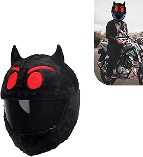 Full Face Motorcycle Helmet Cover, Scratch-Resistant Motorcycle Headgear Protective Cover, Funny Cute Cartoon Fluffy Plush Helmet Decoration, for Most Full Face Headgear