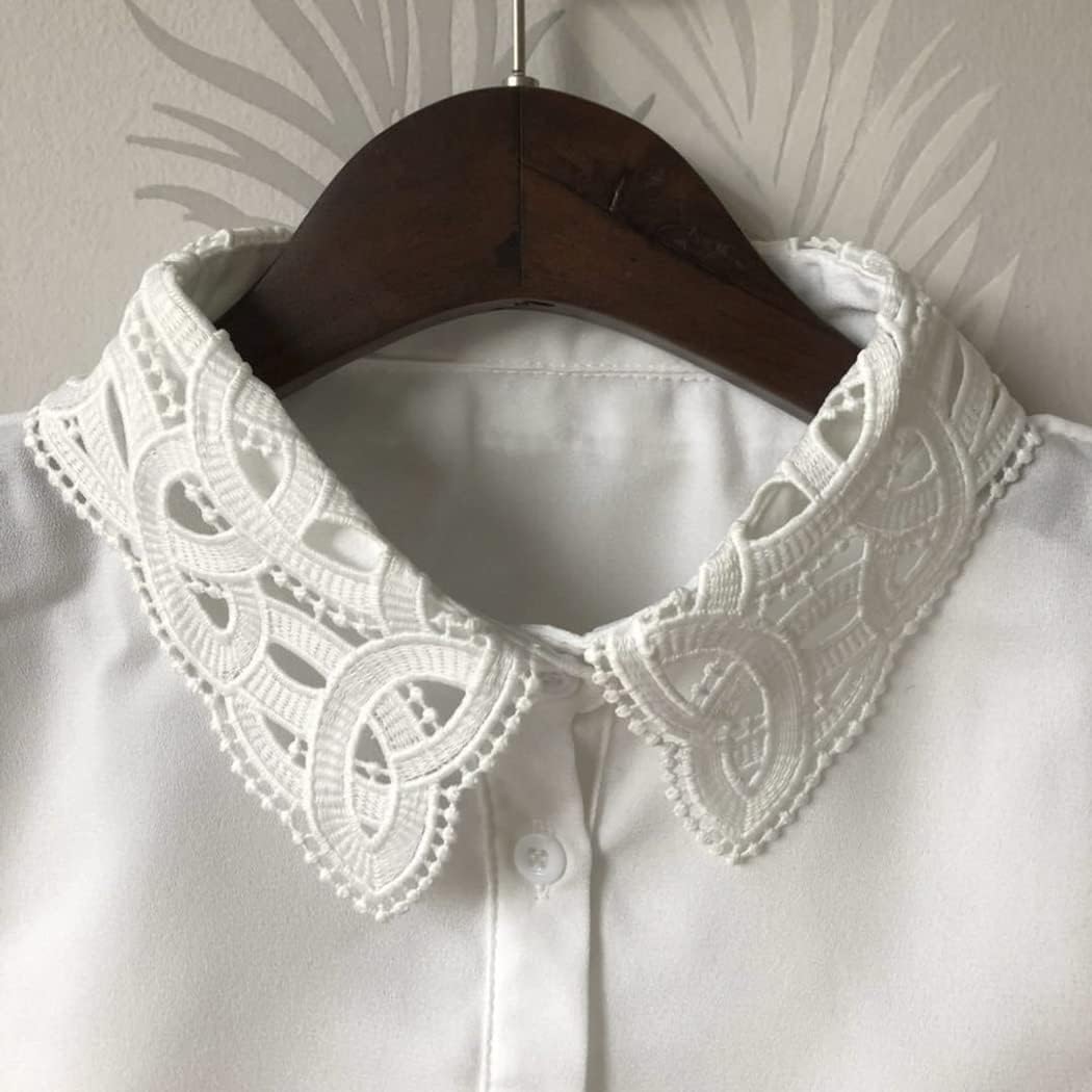 Miniatura 4 de Komkommax Women's Adjustable Rhinestones Half Shirt Blouse False Collar Choker Necklace Fake Collar White