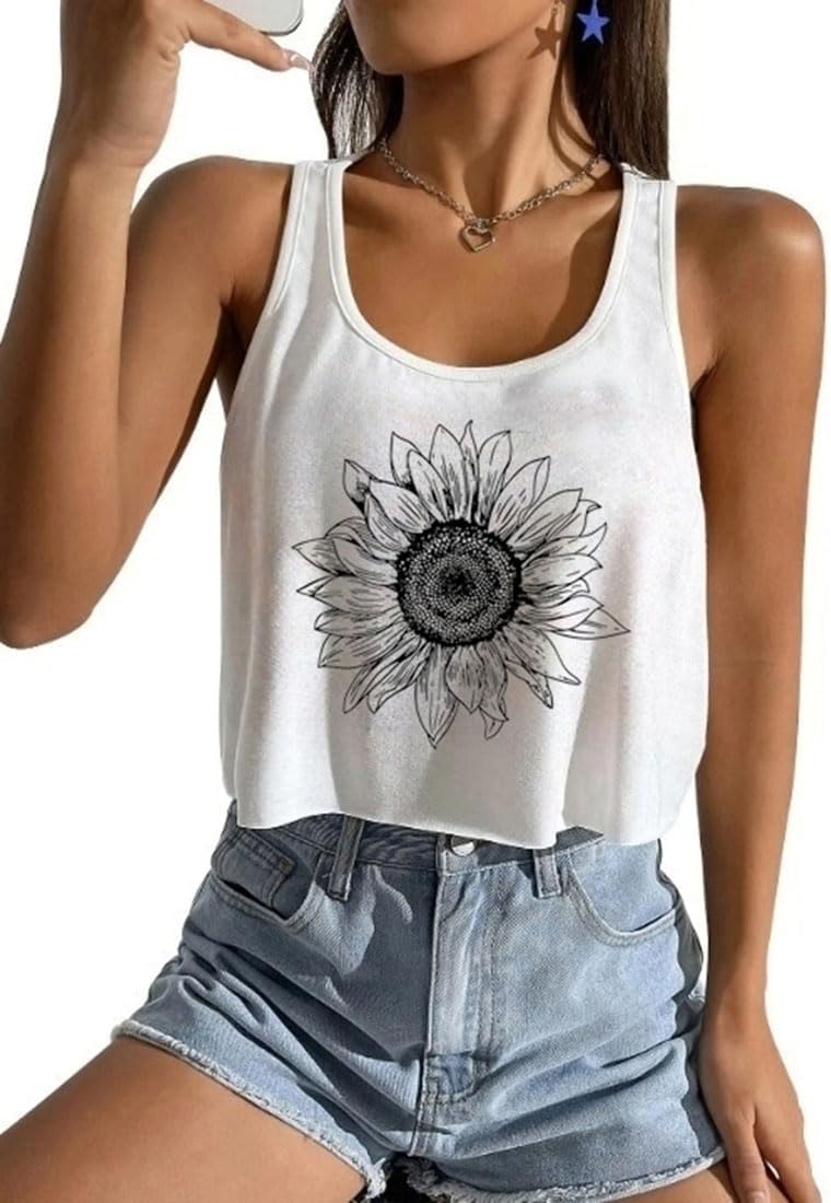 Womens Sexy Crop Tops Loose Fit Cropped Tank Tops for Teen Girls