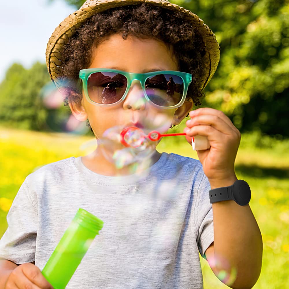 Braccialetto impermeabile Airtag in confezione da 2, compatibile con Apple AirTag. Cinturino regolabile morbido, per orologio Airtag per bambini neonati (Nero-Blu notte)