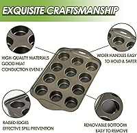 Vista 6 de Mini molde para magdalenas de 12 tazas con parte inferior extraíble, moldes antiadherentes para hornear, mini molde para magdalenas para horno, 12