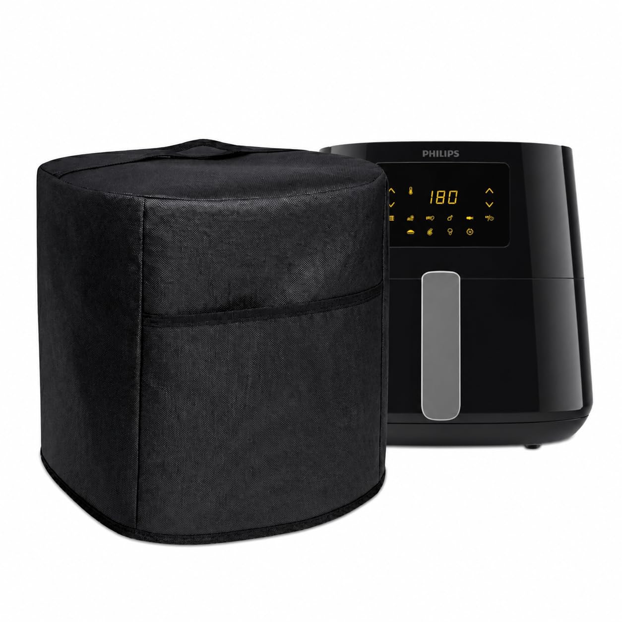 Dustproof Air Fryer Cover for Philips 6.2L HD9270/70 - Waterproof & Oil-Proof NON WOVEN Kitchen Appliance Protector with Handle & Storage Pocket Organizer for Women & Men (Black)-image-46