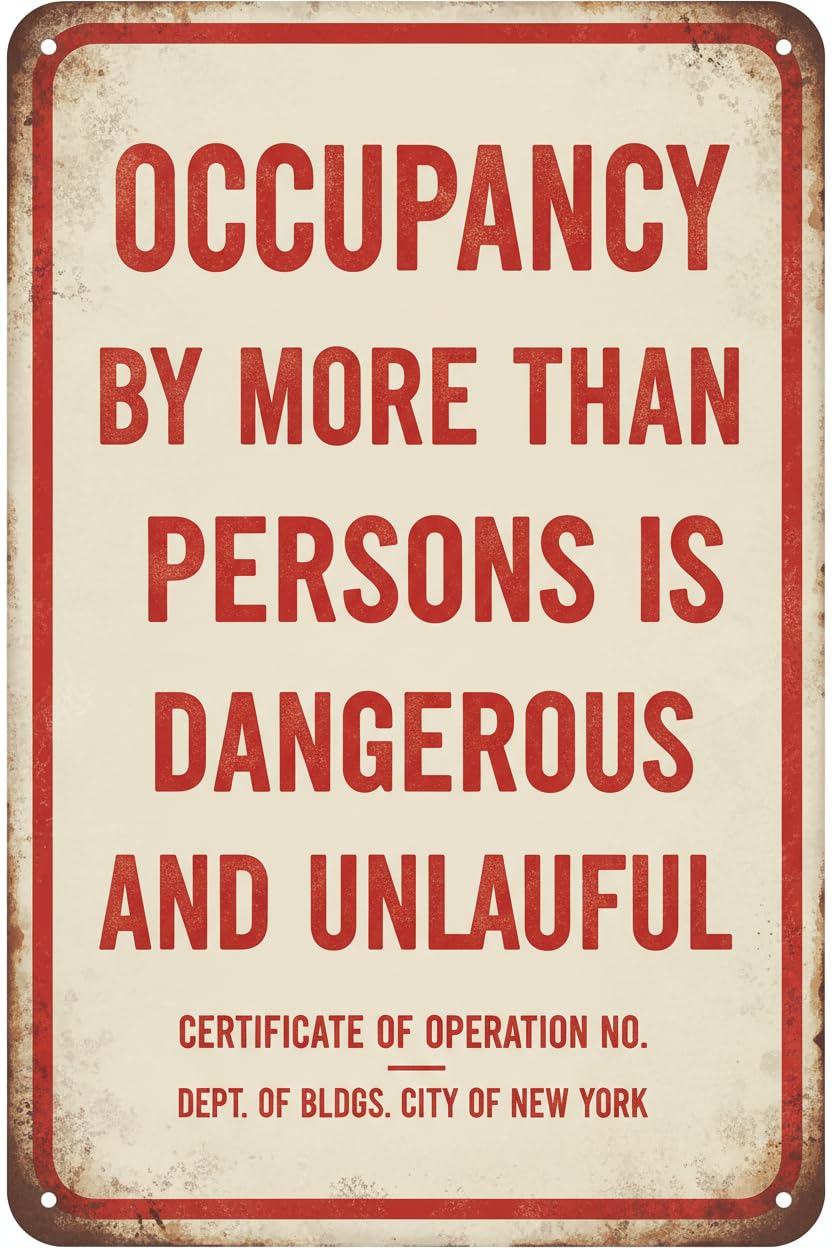 Wall Decor Maximum Occupancy/capacity Sign For New York - Building/office Metal Sign 8 X 12 Inches Clear Signage For S, Fences Vintage Signs Aluminum Plates Printed