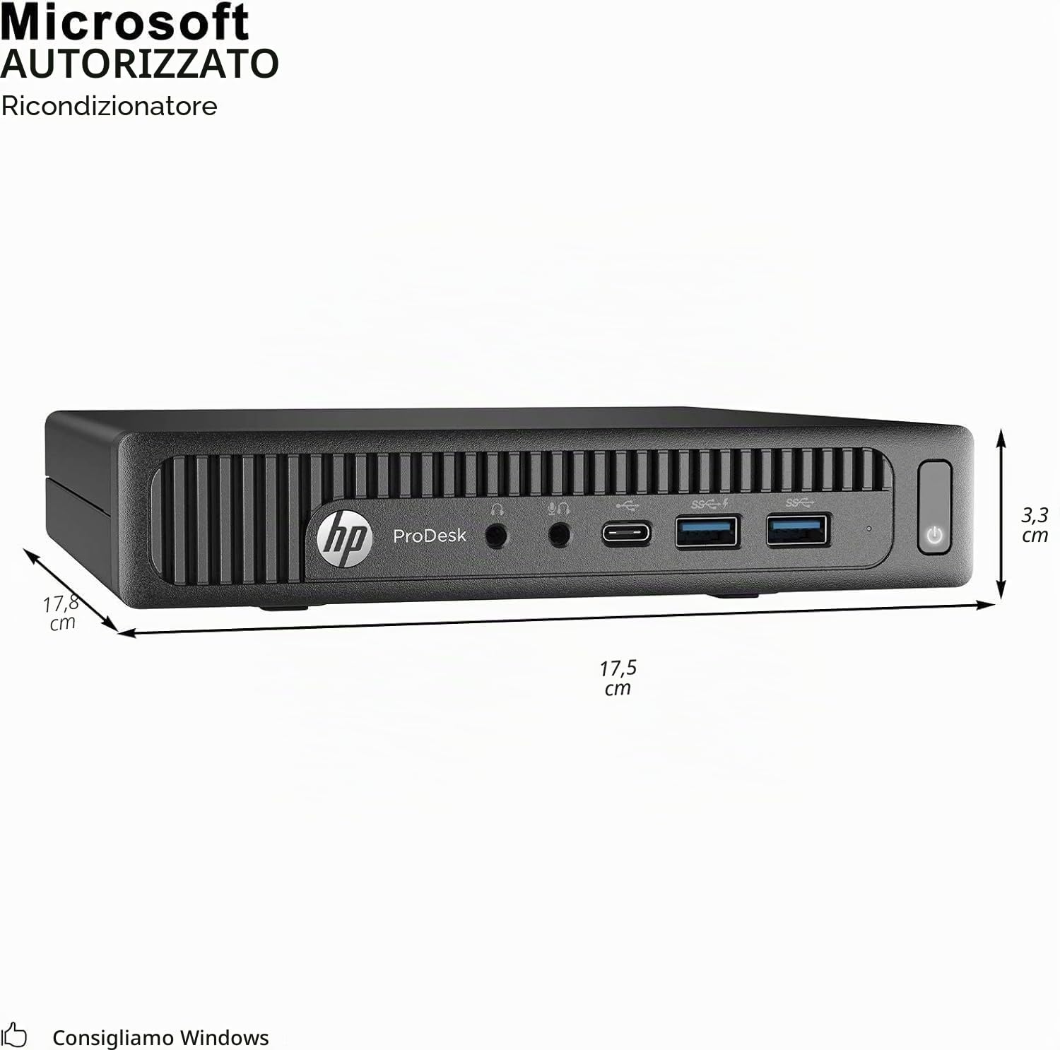 HP Prodesk 600 G2 - Mini PC desktop Intel Core i5-6500, 8 GB RAM, SSD da 256 GB, tastiera americana, WiFi, Bluetooth, Windows 11 Pro (ricondizionato)