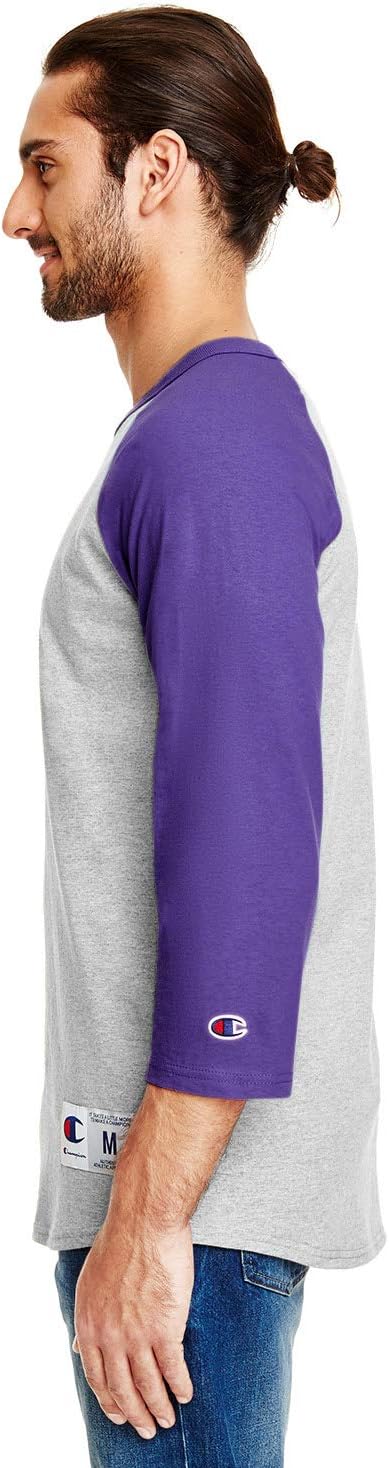 6.1 oz. Tagless Raglan Baseball T-Shirt Small Oxf Gry Ht/ Purp