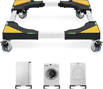 W B D WEIBIDA Mobile Roller with 4 Locking Wheels, Adjustable Furniture Dolly Mini Fridge Stand Appliance Dollys Cart Washer Pedestal for Portable Washing Machine, Dryer, Refrigerator