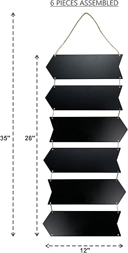 Miniatura 5 de Paquete de 6 letreros de madera colgantes de doble cara, pizarra negra borrable para decoración de pared, 12 x 4 pulgadas