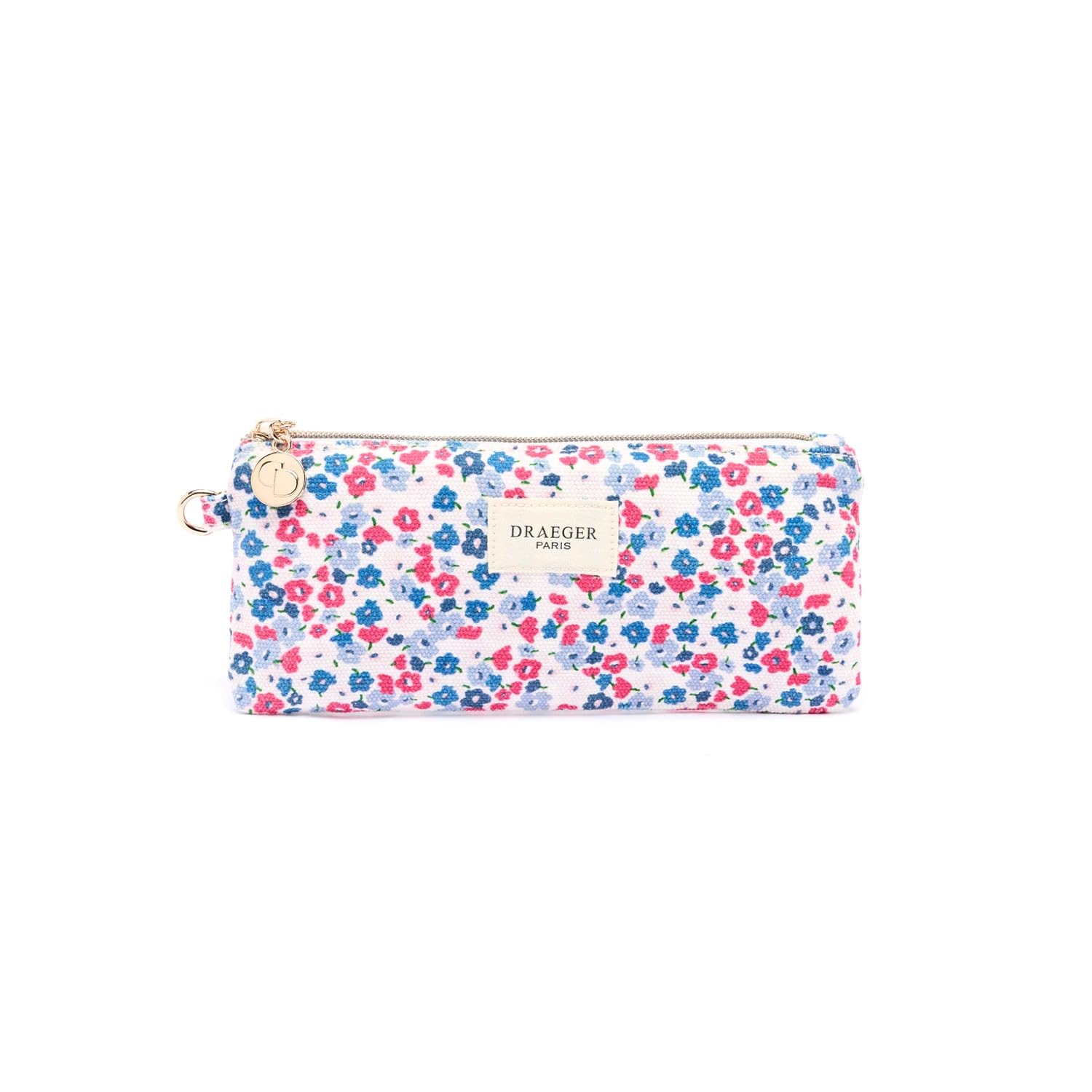 DRAEGER PARIS 1886 - Trousse Office Chic en Coton avec Anneau Intégré - Plusieurs Motifs - Accessoire Polyvalent et Élégant pour Bureau - Dimensions 22x10 cm