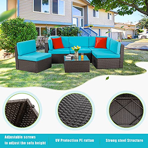 image for Vongrasig 6 Piece Patio Furniture Set, Small Outdoor Sectional Sofa Co